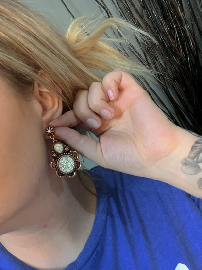 Western Round Flower Earrings