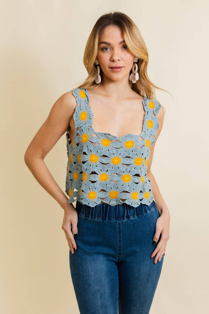 Cute Daisy Crochet Crop Top 🌼 | Trendy Summer Fashion