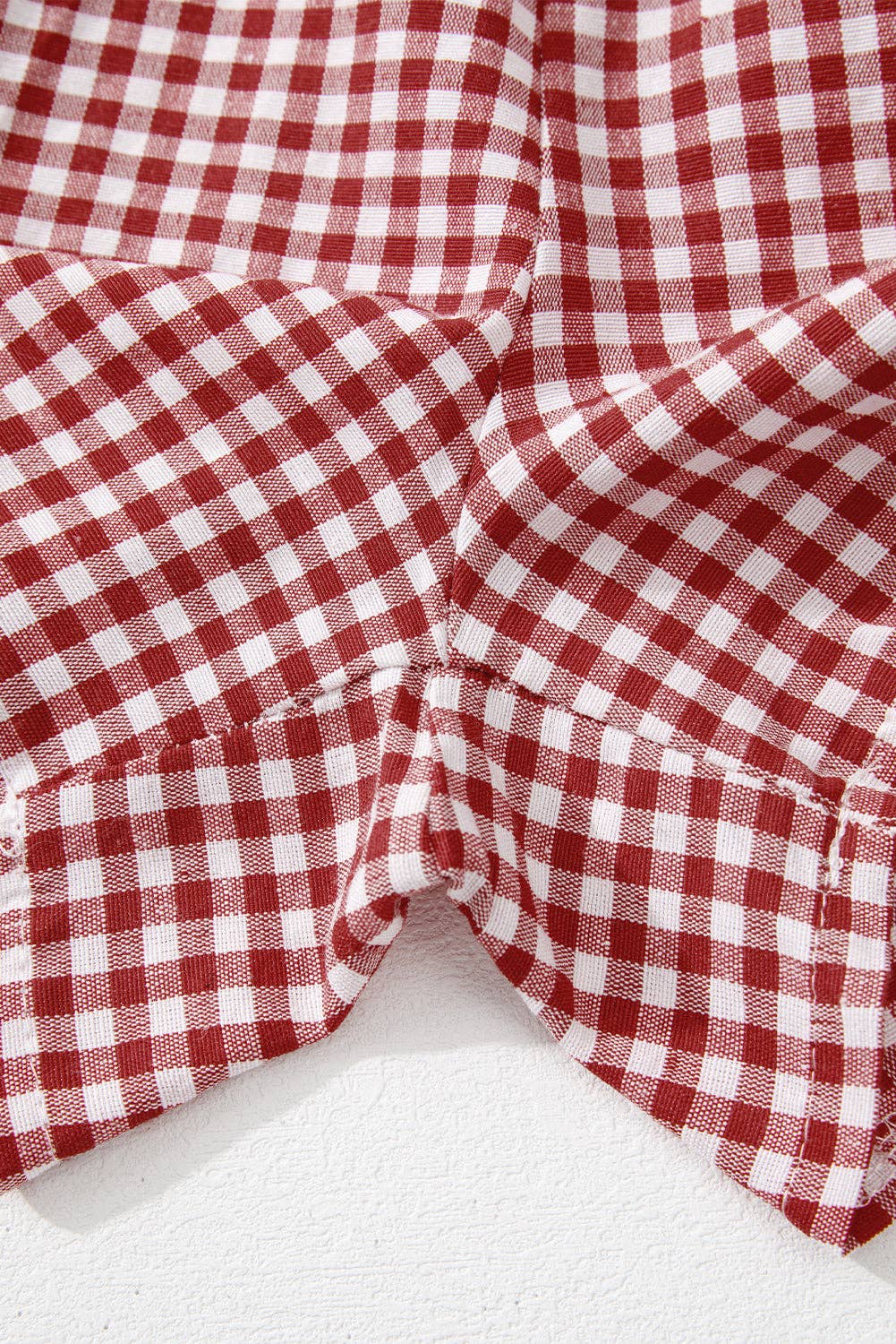 Red Gingham High Waisted Elastic Waist Summer Shorts