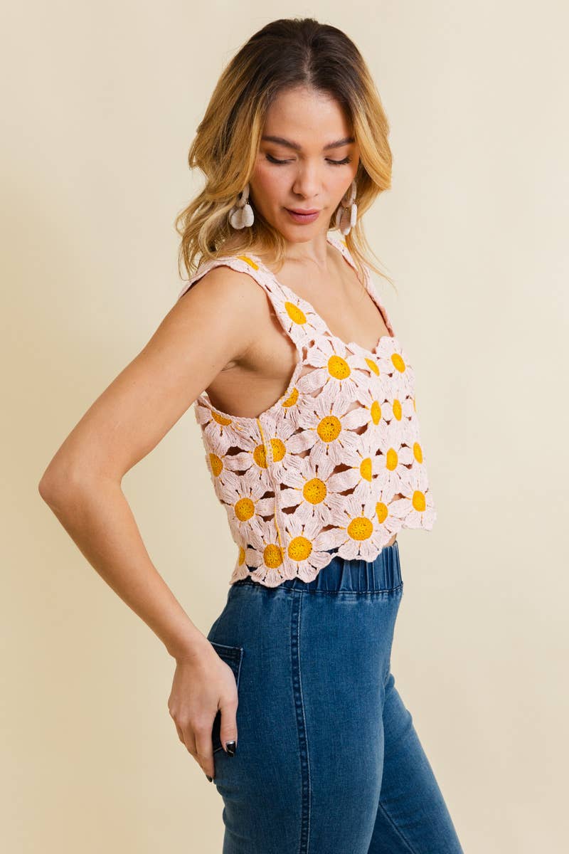 Cute Daisy Crochet Crop Top 🌼 | Trendy Summer Fashion