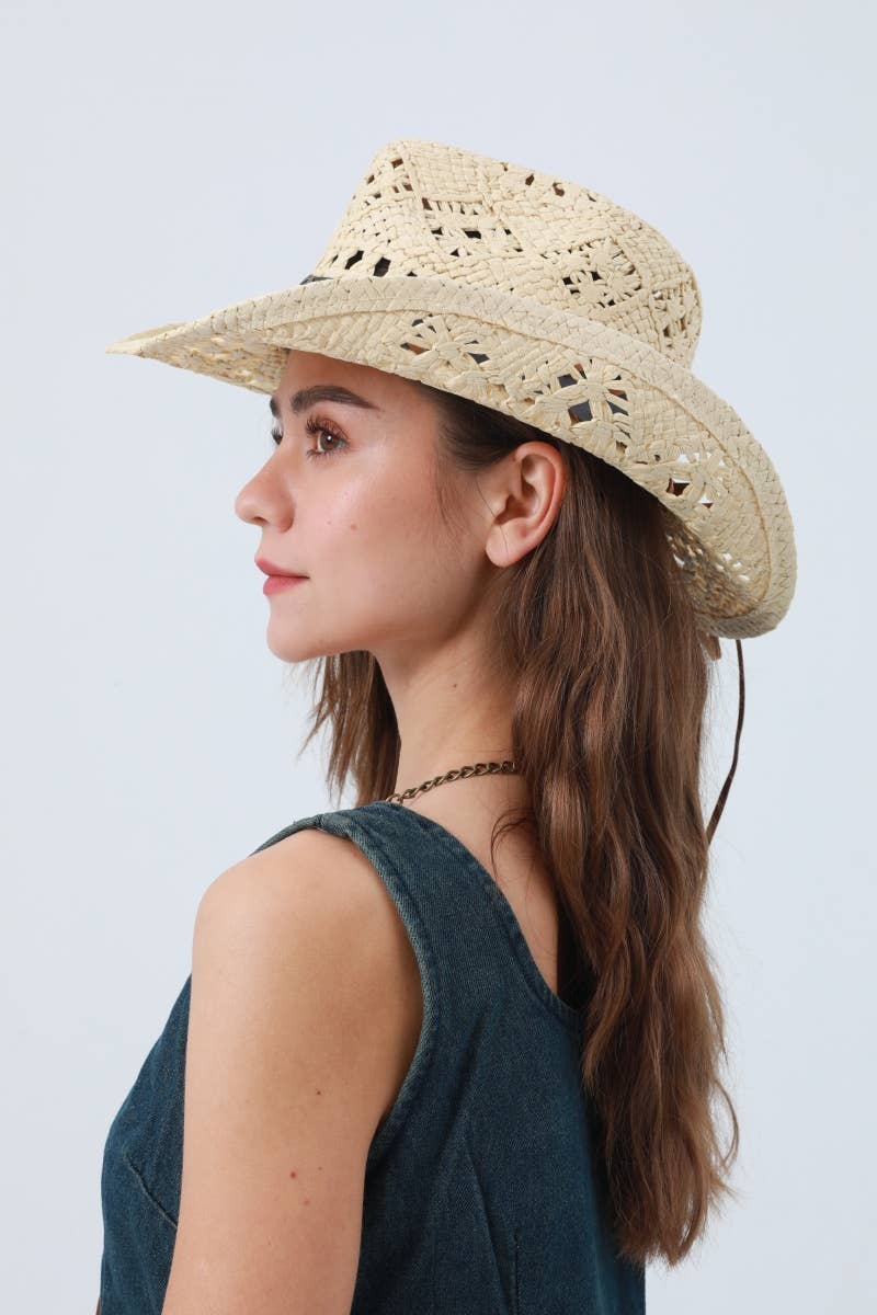 Boho Raffia Cowboy Hat: Eco Western Hat