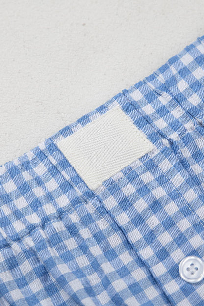 Red Gingham High Waisted Elastic Waist Summer Shorts