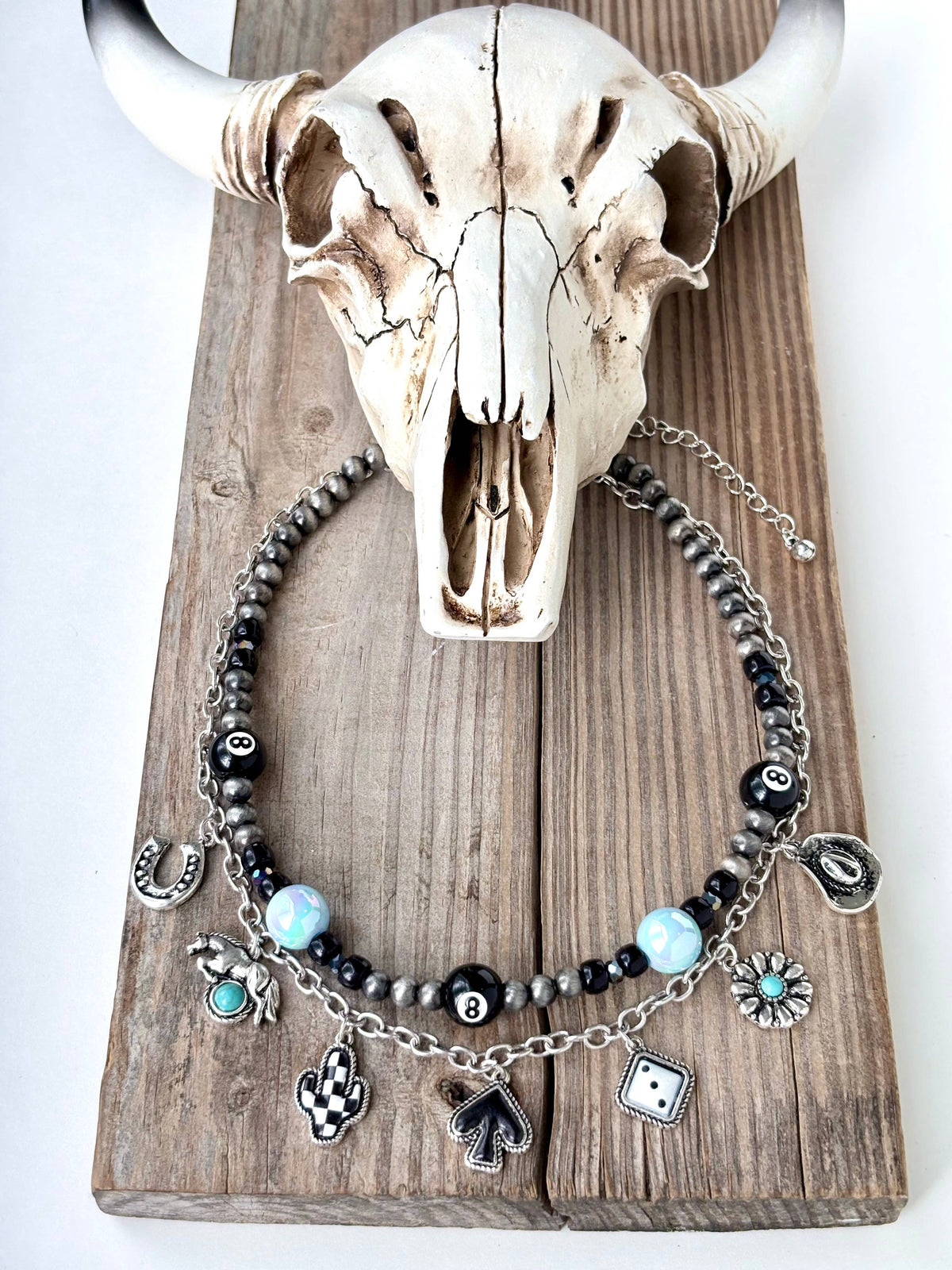 2 Layered Western Style Charm Navajo Pearl Choker Necklace