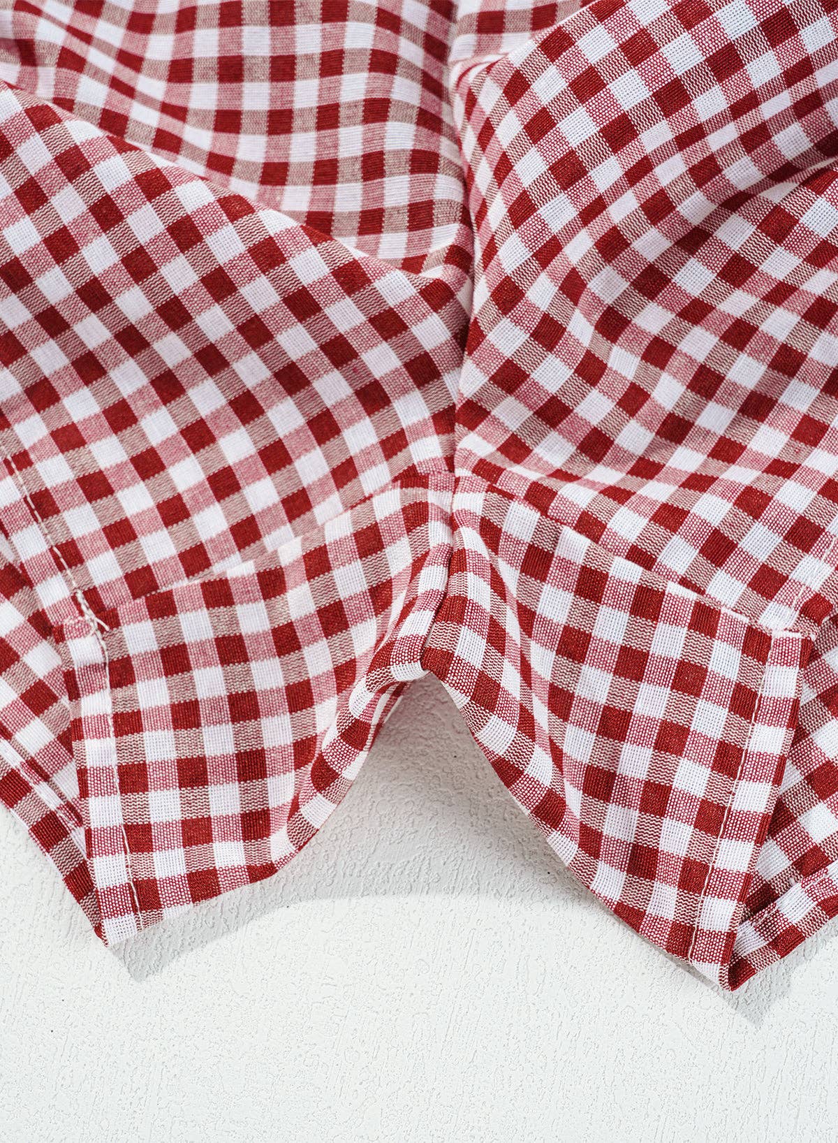 Red Gingham High Waisted Elastic Waist Summer Shorts