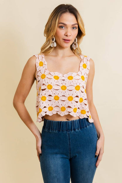 Cute Daisy Crochet Crop Top 🌼 | Trendy Summer Fashion