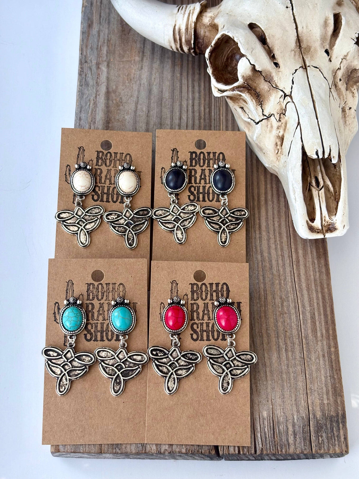 Boot Stitch Post Drop Earrings