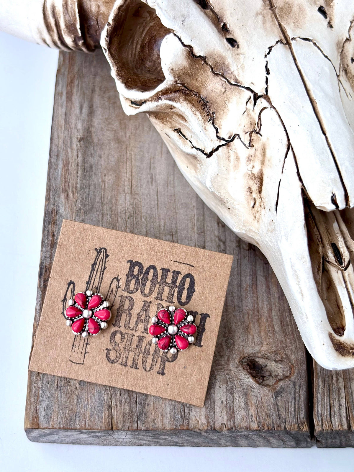 Stone Flower Stud Earrings