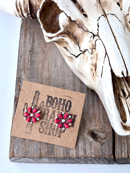 Stone Flower Stud Earrings