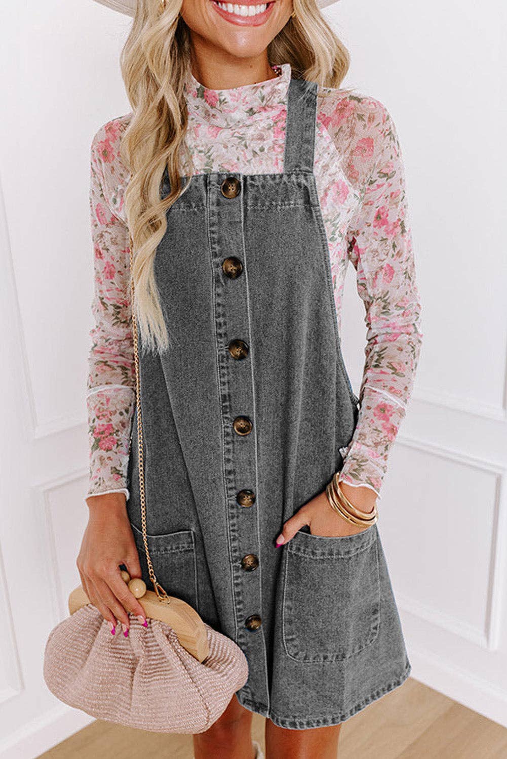 Daisy Denim Dress - black