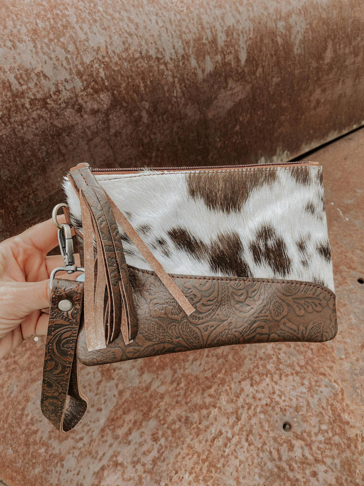 Embossed Leather Wristlet