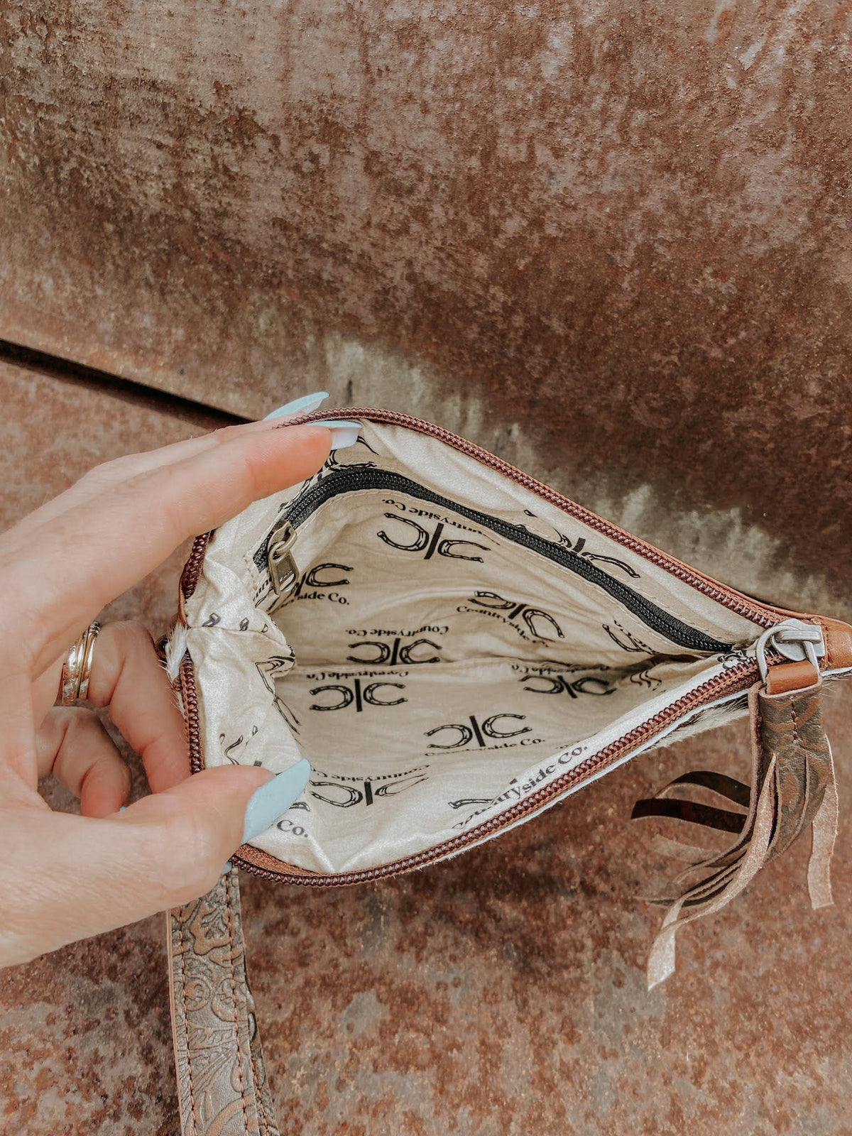Embossed Leather Wristlet