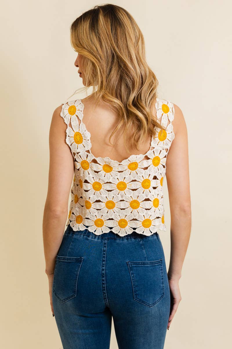 Cute Daisy Crochet Crop Top 🌼 | Trendy Summer Fashion