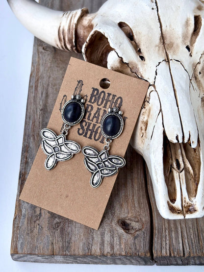 Boot Stitch Post Drop Earrings