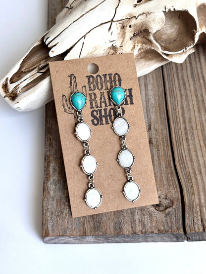 Pearl 4 Tier Post Drop Earrings
