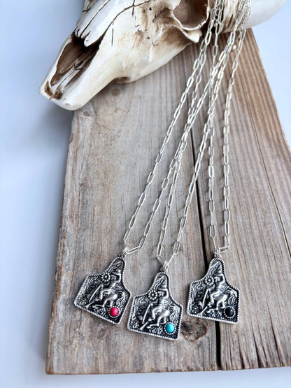 EARTAG Pendant Stone Chain Necklace