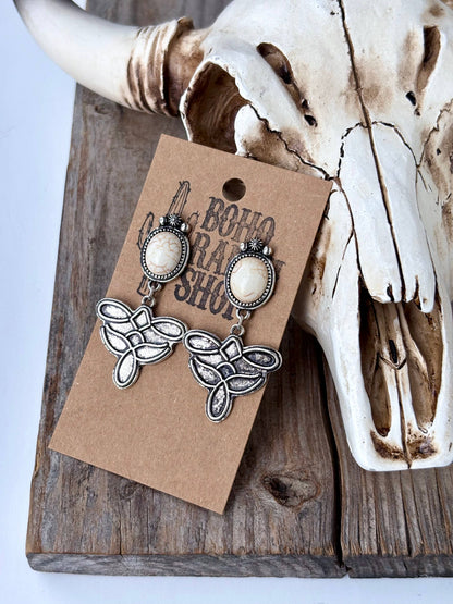 Boot Stitch Post Drop Earrings