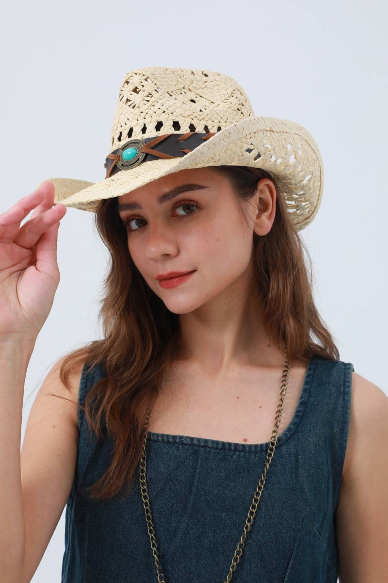 Boho Raffia Cowboy Hat: Eco Western Hat