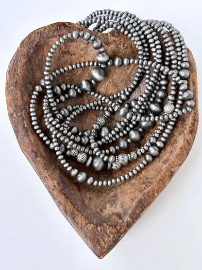 5 Layered Western Multi Size Navajo Pearl Bead Necklace