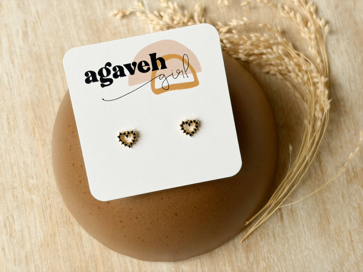 Onyx Heart Studs