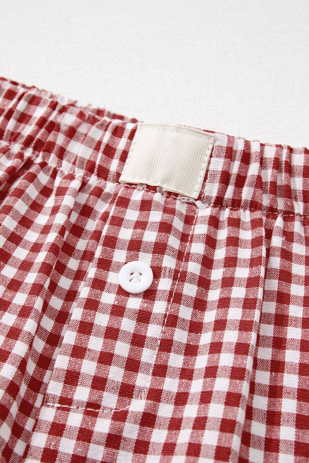 Red Gingham High Waisted Elastic Waist Summer Shorts