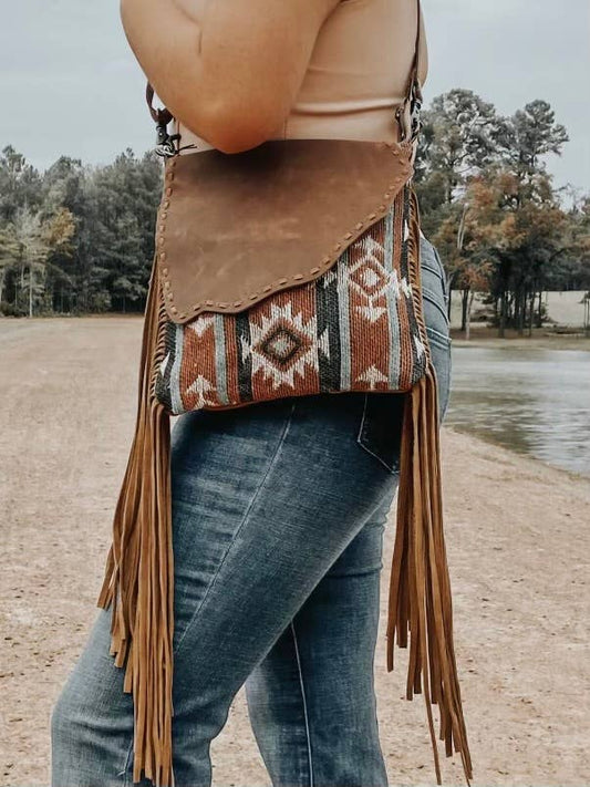 Leather Aztec Crossbody