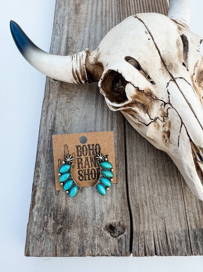 Semi Stone Stud Earrings