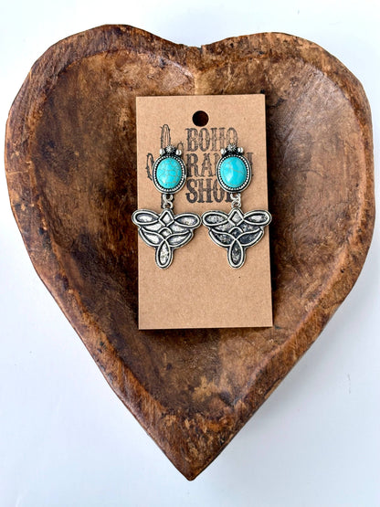 Boot Stitch Post Drop Earrings